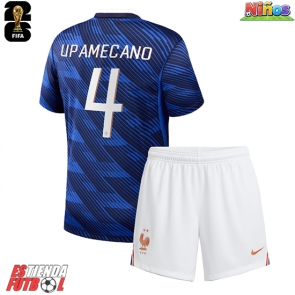 Francia Dayot Upamecano #4 Primera Equipación Niños Mundial 2026 Manga Corta (+ Pantalones cortos)